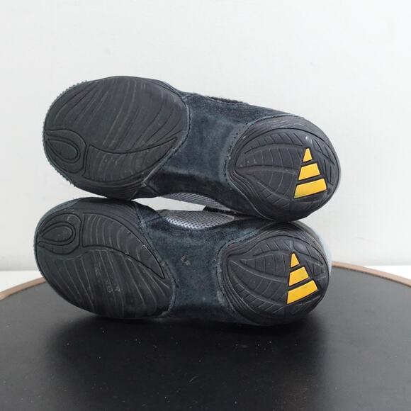 Adidas Wrestling‎ Shoes Kids US 2 Gray Black White Gold High Top Hook and Loop - Picture 9 of 11